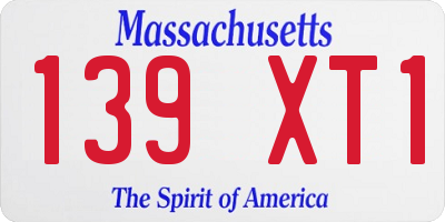 MA license plate 139XT1