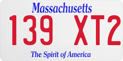 MA license plate 139XT2