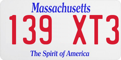 MA license plate 139XT3