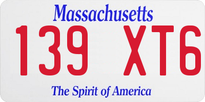 MA license plate 139XT6