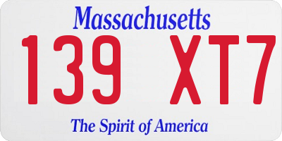 MA license plate 139XT7