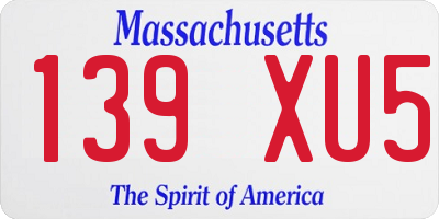 MA license plate 139XU5