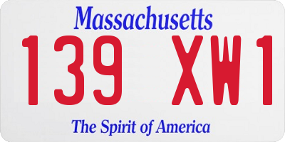 MA license plate 139XW1