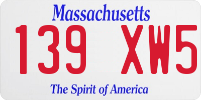 MA license plate 139XW5