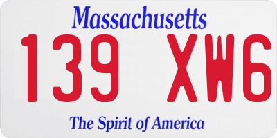 MA license plate 139XW6