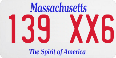 MA license plate 139XX6