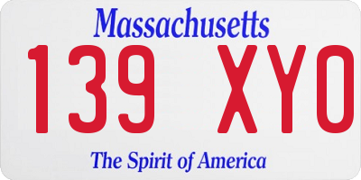 MA license plate 139XY0