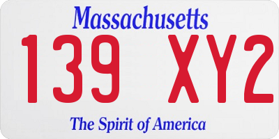 MA license plate 139XY2