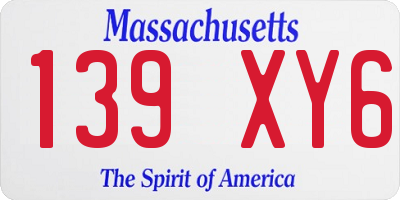 MA license plate 139XY6