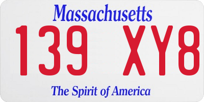 MA license plate 139XY8