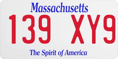 MA license plate 139XY9