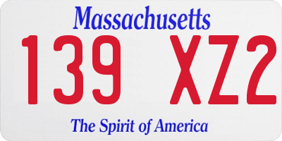 MA license plate 139XZ2