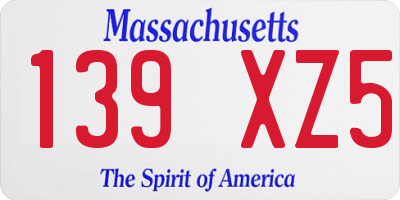 MA license plate 139XZ5