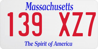 MA license plate 139XZ7