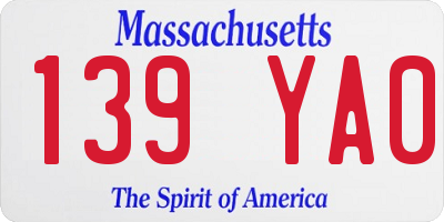 MA license plate 139YA0
