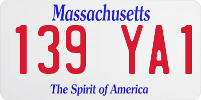 MA license plate 139YA1