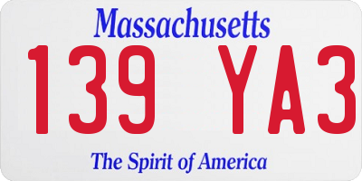 MA license plate 139YA3