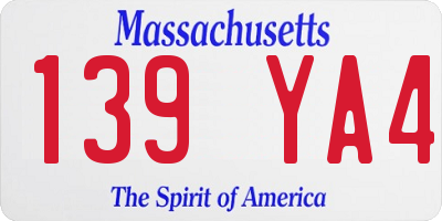 MA license plate 139YA4