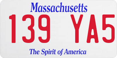 MA license plate 139YA5