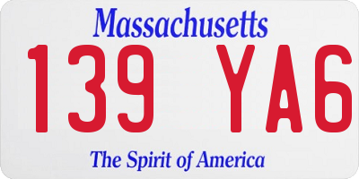 MA license plate 139YA6