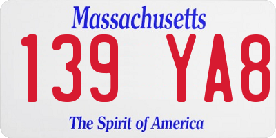 MA license plate 139YA8
