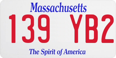 MA license plate 139YB2