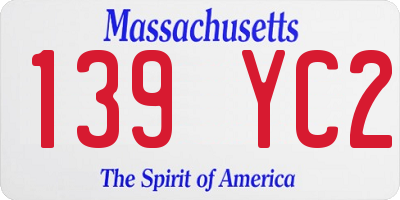 MA license plate 139YC2