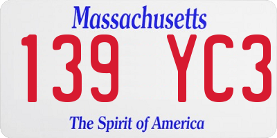 MA license plate 139YC3