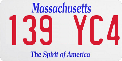 MA license plate 139YC4