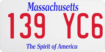 MA license plate 139YC6