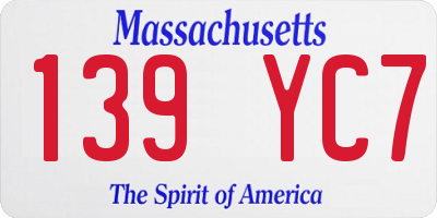 MA license plate 139YC7