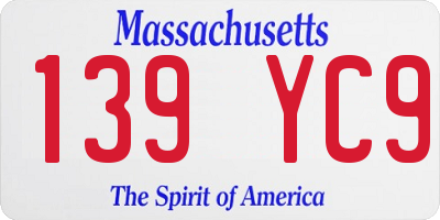 MA license plate 139YC9