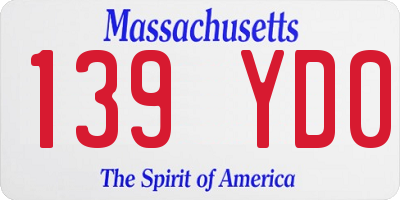 MA license plate 139YD0
