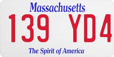 MA license plate 139YD4