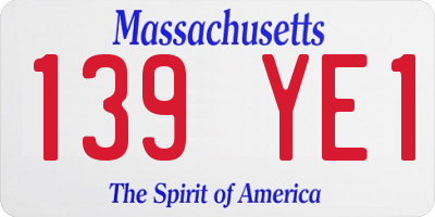 MA license plate 139YE1