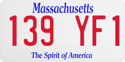 MA license plate 139YF1