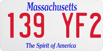 MA license plate 139YF2