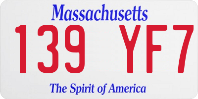 MA license plate 139YF7