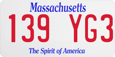 MA license plate 139YG3