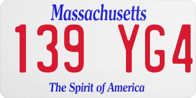 MA license plate 139YG4