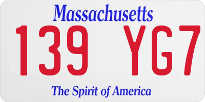 MA license plate 139YG7