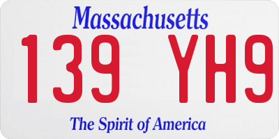 MA license plate 139YH9