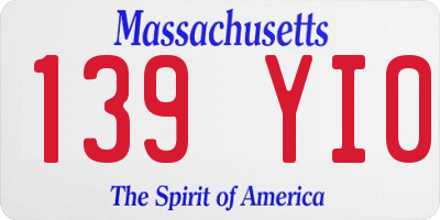 MA license plate 139YI0