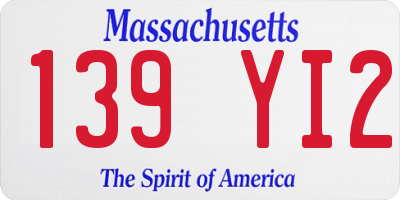 MA license plate 139YI2
