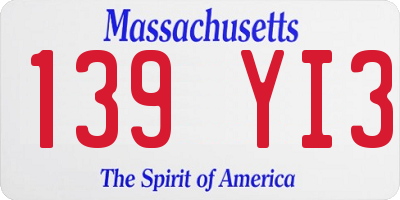 MA license plate 139YI3