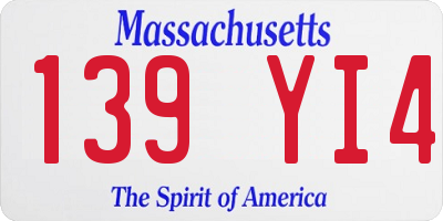 MA license plate 139YI4