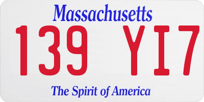MA license plate 139YI7