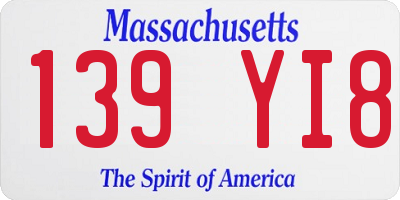 MA license plate 139YI8