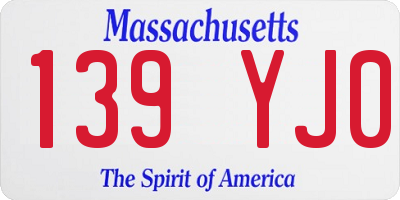 MA license plate 139YJ0