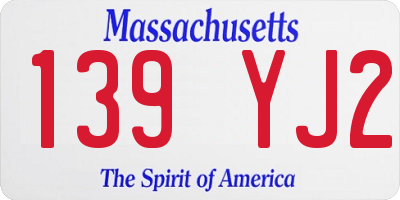 MA license plate 139YJ2